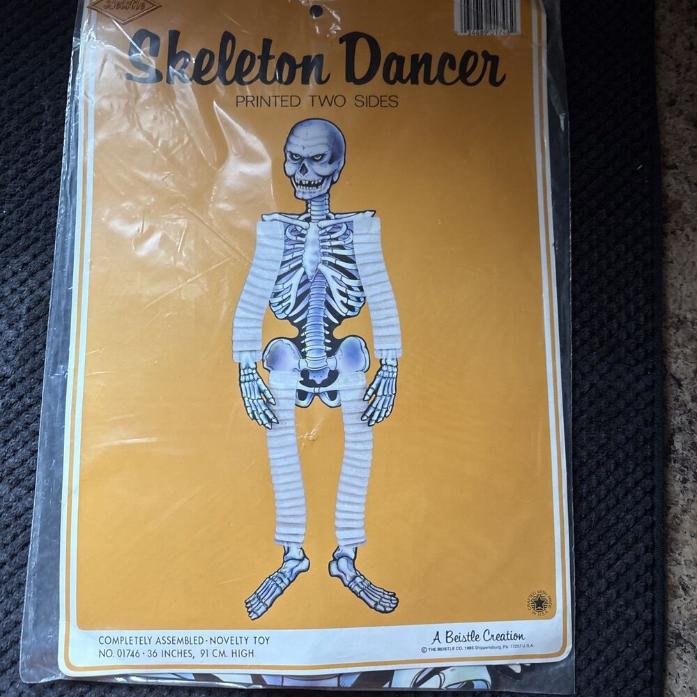Vintage 1985 Beistle Die Cut Halloween 36” Skeleton Dancer Decoration - USA